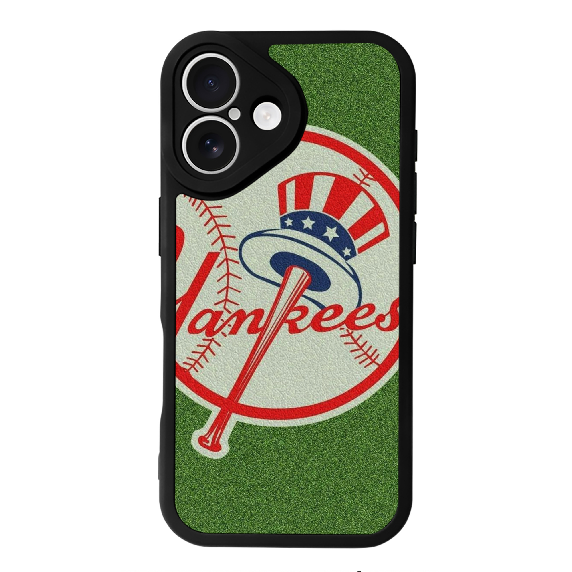 New York Yankees Logo IPhone 16 Silicone Leather Case – UV Print, Lambskin Texture – Perfect Fit, Wireless Charging Compatible, Scratch Resistant, Precise Cutouts – Stylish Protection For IPhone 16